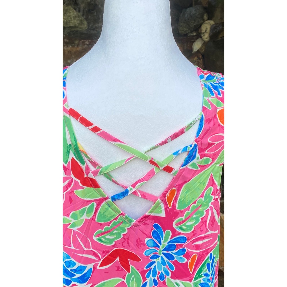 Banana Boat Sundress Size Medium New UPF 50+ Pink Floral Swing Dress BB827 - Picture 6 of 9
